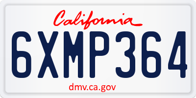 CA license plate 6XMP364