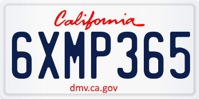 CA license plate 6XMP365