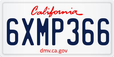 CA license plate 6XMP366