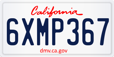 CA license plate 6XMP367