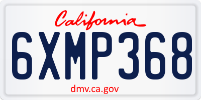 CA license plate 6XMP368