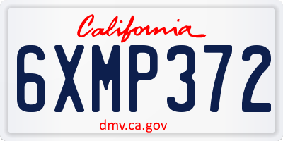 CA license plate 6XMP372
