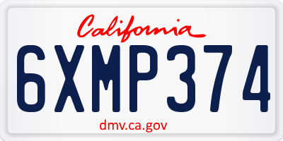 CA license plate 6XMP374
