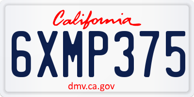 CA license plate 6XMP375