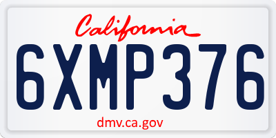CA license plate 6XMP376