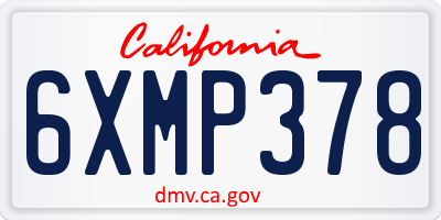CA license plate 6XMP378