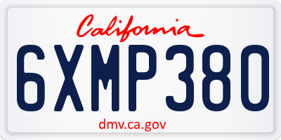 CA license plate 6XMP380