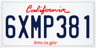 CA license plate 6XMP381