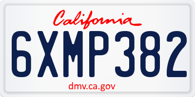 CA license plate 6XMP382