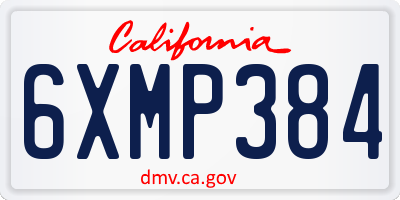 CA license plate 6XMP384