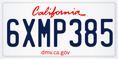 CA license plate 6XMP385