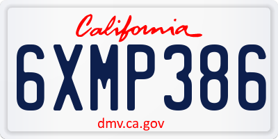 CA license plate 6XMP386