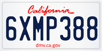 CA license plate 6XMP388