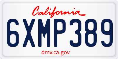 CA license plate 6XMP389
