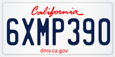 CA license plate 6XMP390