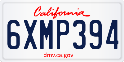 CA license plate 6XMP394