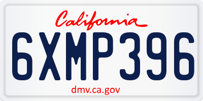 CA license plate 6XMP396