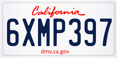 CA license plate 6XMP397