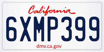 CA license plate 6XMP399