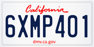 CA license plate 6XMP401