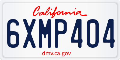 CA license plate 6XMP404