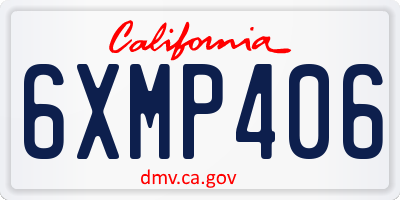CA license plate 6XMP406