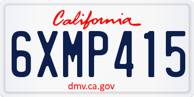 CA license plate 6XMP415