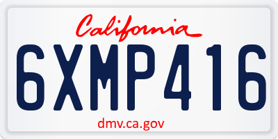 CA license plate 6XMP416