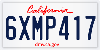 CA license plate 6XMP417