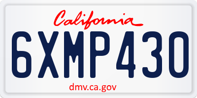 CA license plate 6XMP430