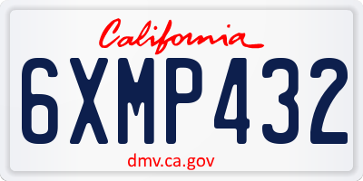 CA license plate 6XMP432