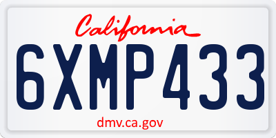 CA license plate 6XMP433