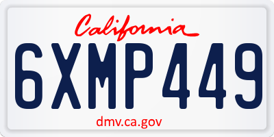 CA license plate 6XMP449