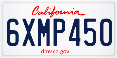 CA license plate 6XMP450