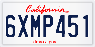 CA license plate 6XMP451