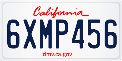 CA license plate 6XMP456
