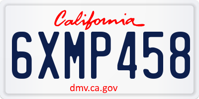 CA license plate 6XMP458