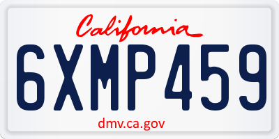 CA license plate 6XMP459