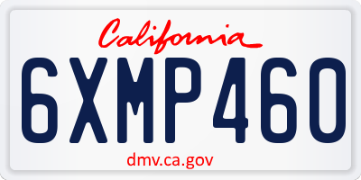 CA license plate 6XMP460