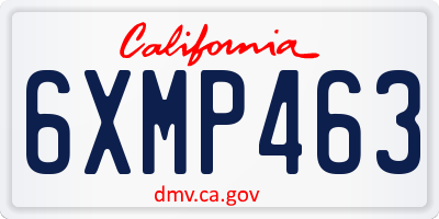 CA license plate 6XMP463