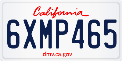 CA license plate 6XMP465