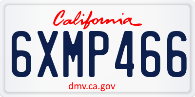CA license plate 6XMP466