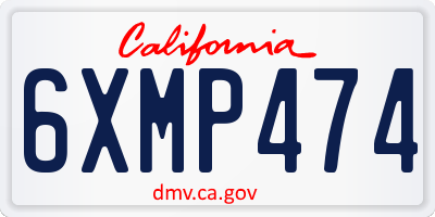 CA license plate 6XMP474