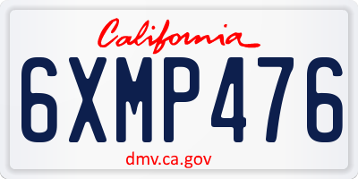 CA license plate 6XMP476
