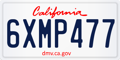 CA license plate 6XMP477