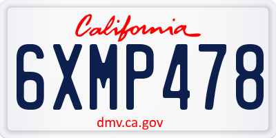 CA license plate 6XMP478