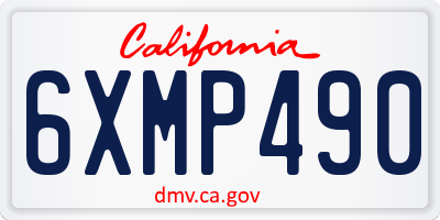 CA license plate 6XMP490