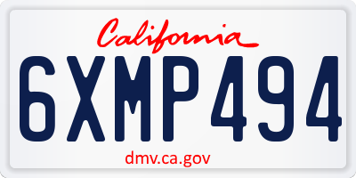 CA license plate 6XMP494