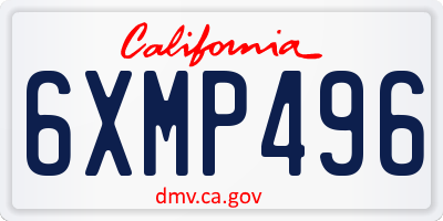 CA license plate 6XMP496