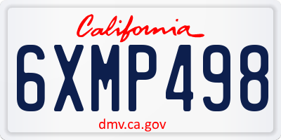 CA license plate 6XMP498